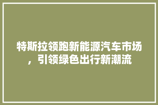 特斯拉领跑新能源汽车市场，引领绿色出行新潮流