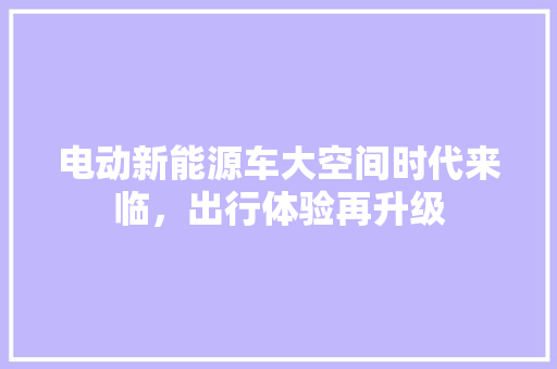 电动新能源车大空间时代来临，出行体验再升级