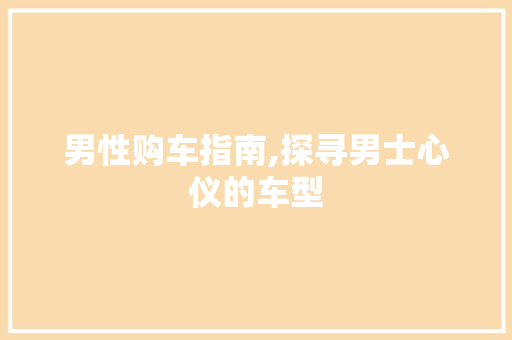男性购车指南,探寻男士心仪的车型