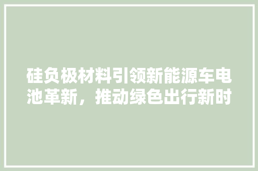 硅负极材料引领新能源车电池革新，推动绿色出行新时代