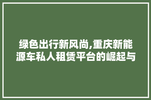 绿色出行新风尚,重庆新能源车私人租赁平台的崛起与展望