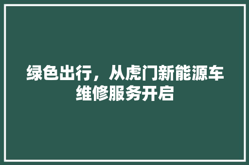 绿色出行，从虎门新能源车维修服务开启