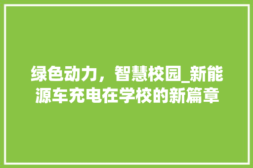 绿色动力，智慧校园_新能源车充电在学校的新篇章