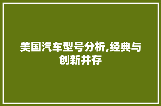 美国汽车型号分析,经典与创新并存