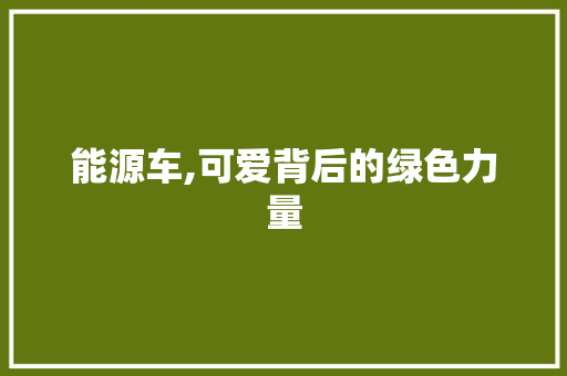 能源车,可爱背后的绿色力量 新能源汽车