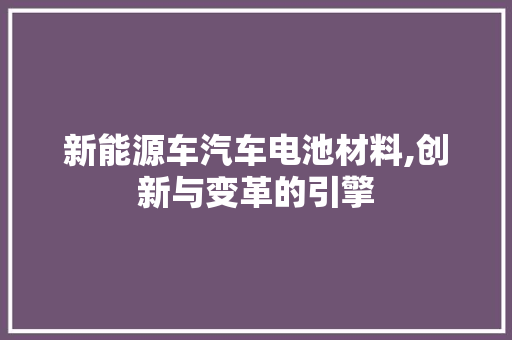 新能源车汽车电池材料,创新与变革的引擎