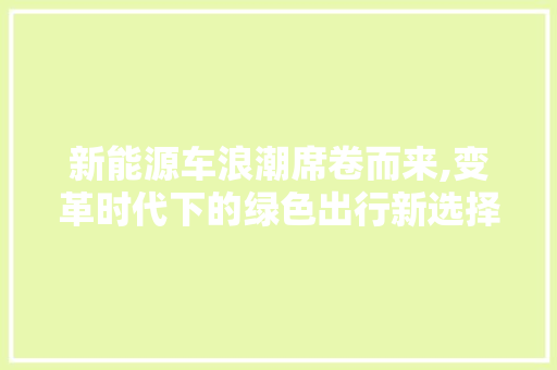 新能源车浪潮席卷而来,变革时代下的绿色出行新选择