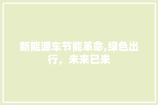新能源车节能革命,绿色出行，未来已来