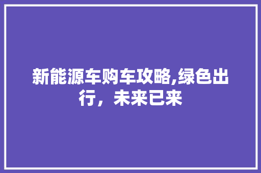 新能源车购车攻略,绿色出行，未来已来