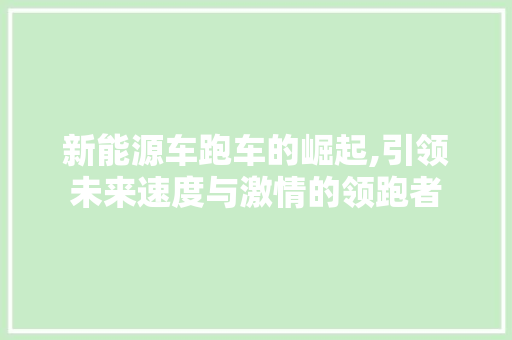 新能源车跑车的崛起,引领未来速度与激情的领跑者