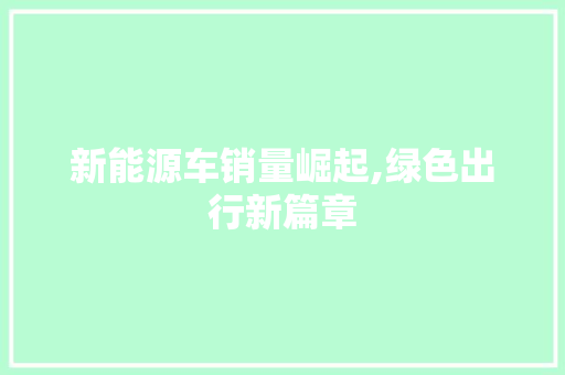 新能源车销量崛起,绿色出行新篇章 汽车配件