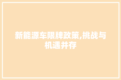 新能源车限牌政策,挑战与机遇并存