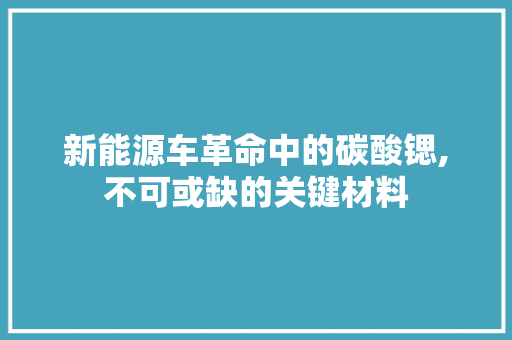 新能源车革命中的碳酸锶,不可或缺的关键材料