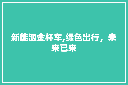 新能源金杯车,绿色出行，未来已来