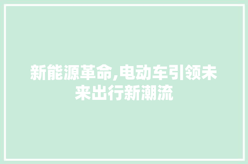 新能源革命,电动车引领未来出行新潮流