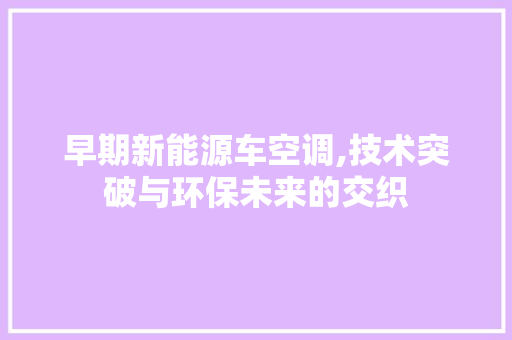 早期新能源车空调,技术突破与环保未来的交织
