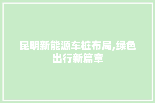 昆明新能源车桩布局,绿色出行新篇章