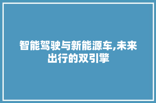 智能驾驶与新能源车,未来出行的双引擎