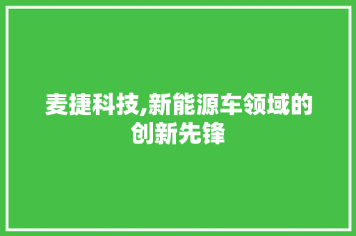 麦捷科技,新能源车领域的创新先锋