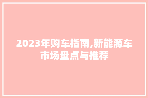 2023年购车指南,新能源车市场盘点与推荐