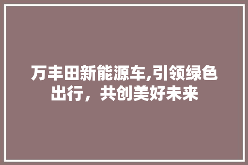 万丰田新能源车,引领绿色出行，共创美好未来