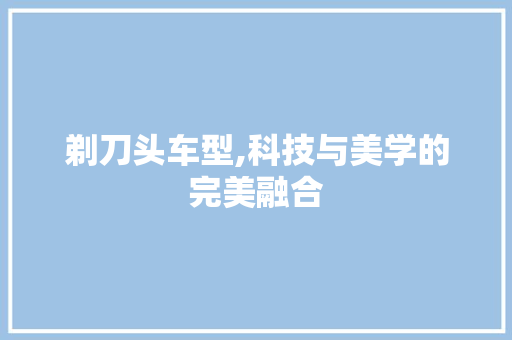 剃刀头车型,科技与美学的完美融合