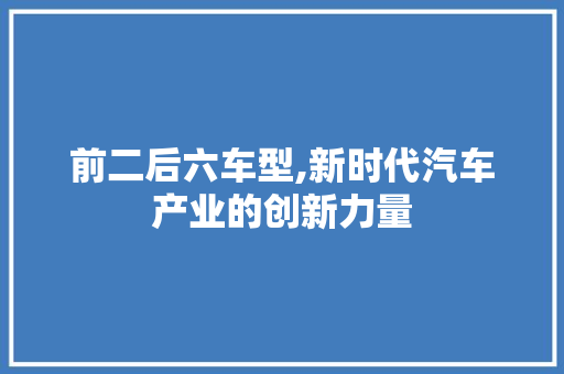 前二后六车型,新时代汽车产业的创新力量