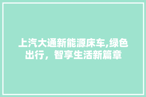 上汽大通新能源床车,绿色出行，智享生活新篇章