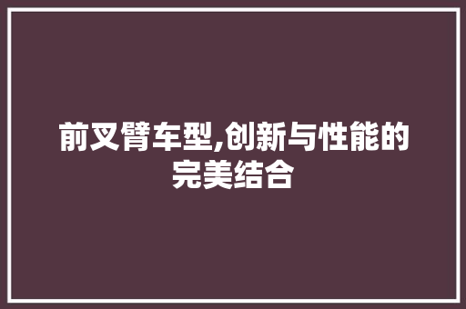 前叉臂车型,创新与性能的完美结合