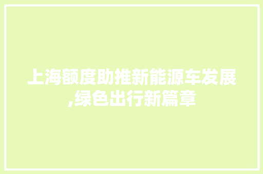 上海额度助推新能源车发展,绿色出行新篇章