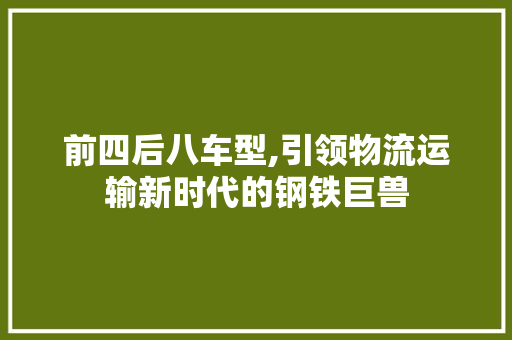 前四后八车型,引领物流运输新时代的钢铁巨兽