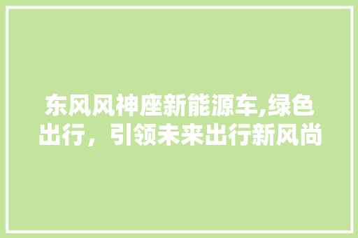 东风风神座新能源车,绿色出行，引领未来出行新风尚