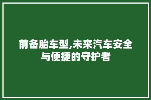 前备胎车型,未来汽车安全与便捷的守护者