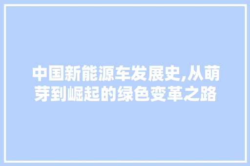 中国新能源车发展史,从萌芽到崛起的绿色变革之路