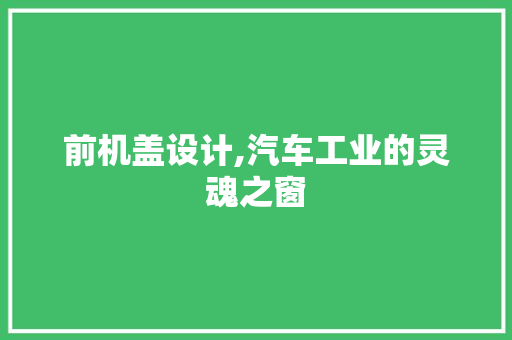 前机盖设计,汽车工业的灵魂之窗