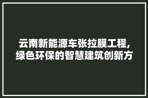 云南新能源车张拉膜工程,绿色环保的智慧建筑创新方法