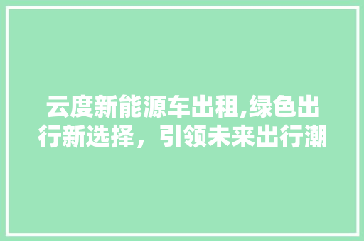 云度新能源车出租,绿色出行新选择，引领未来出行潮流