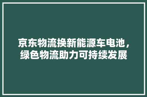京东物流换新能源车电池，绿色物流助力可持续发展