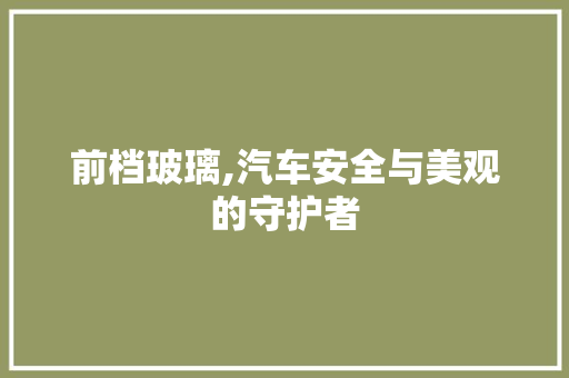 前档玻璃,汽车安全与美观的守护者