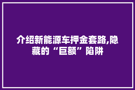 介绍新能源车押金套路,隐藏的“巨额”陷阱