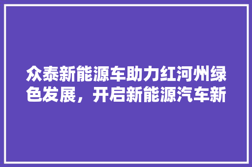 众泰新能源车助力红河州绿色发展，开启新能源汽车新篇章