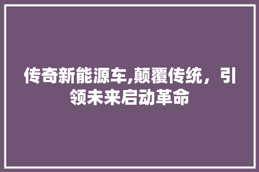 传奇新能源车,颠覆传统，引领未来启动革命