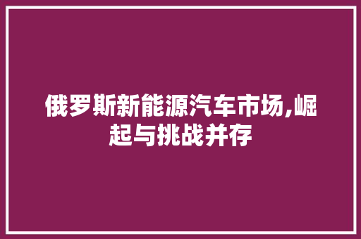 俄罗斯新能源汽车市场,崛起与挑战并存