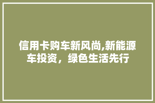 信用卡购车新风尚,新能源车投资，绿色生活先行