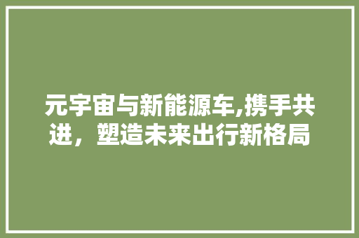 元宇宙与新能源车,携手共进，塑造未来出行新格局