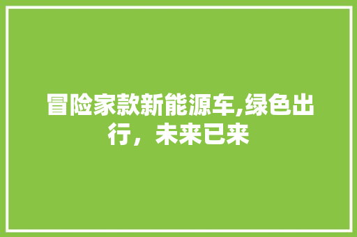 冒险家款新能源车,绿色出行，未来已来