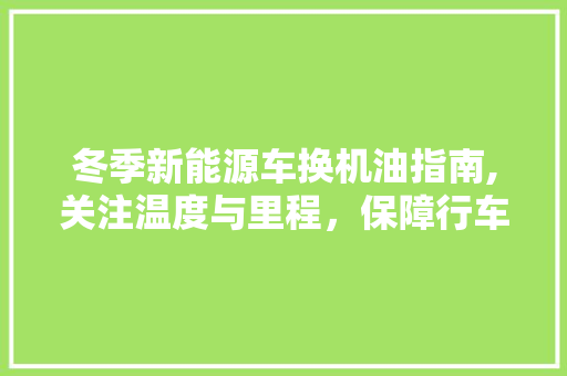冬季新能源车换机油指南,关注温度与里程，保障行车安全
