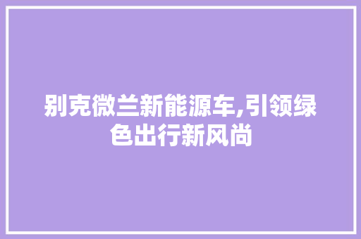 别克微兰新能源车,引领绿色出行新风尚