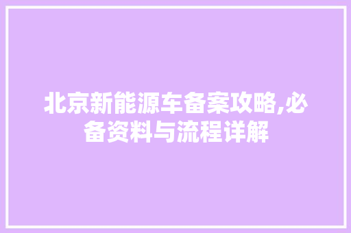 北京新能源车备案攻略,必备资料与流程详解