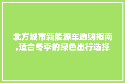 北方城市新能源车选购指南,适合冬季的绿色出行选择